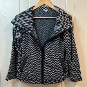 T By Talbots Zip Up Jacket black and white size small petite